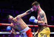 6 August 2022; Padraig McCrory, right, and Marco Antonio Periban during their WBC International silver super-middleweight title bout at SSE Arena in Belfast. Photo by Ramsey Cardy/Sportsfile