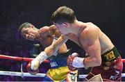 6 August 2022; Michael Conlan, right, and Miguel Marriaga during their featherweight bout at SSE Arena in Belfast. Photo by Ramsey Cardy/Sportsfile