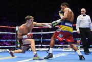 6 August 2022; Michael Conlan, left, and Miguel Marriaga during their featherweight bout at SSE Arena in Belfast. Photo by Ramsey Cardy/Sportsfile