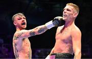 6 August 2022; Tyrone McKenna, left, and Chris Jenkins share a joke after their welterweight bout at SSE Arena in Belfast. Photo by Ramsey Cardy/Sportsfile