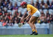 7 August 2022; Antrim goalkeeper Aine Grahan during the Glen Dimplex All-Ireland Premier Junior Camogie Championship Final match between Antrim and Armagh at Croke Park in Dublin. Photo by Piaras Ó Mídheach/Sportsfile