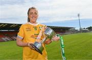 8 August 2022; Antrim captain Cathy Carey pictured at the Athletic Grounds in Armagh, ahead of the TG4 All-Ireland Ladies Junior Football Championship Final replay. Antrim will play Fermanagh at the Athletic Grounds next Saturday, August 13, in the 2022 TG4 All-Ireland Junior Championship Final replay. The game will get underway at 5pm and will be televised live by TG4. Photo by Ramsey Cardy/Sportsfile
