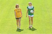 8 August 2022; Antrim captain Cathy Carey, left, and Fermanagh captain Molly McGloin pictured at the Athletic Grounds in Armagh, ahead of the TG4 All-Ireland Ladies Junior Football Championship Final replay. Antrim will play Fermanagh at the Athletic Grounds next Saturday, August 13, in the 2022 TG4 All-Ireland Junior Championship Final replay. The game will get underway at 5pm and will be televised live by TG4. Photo by Ramsey Cardy/Sportsfile