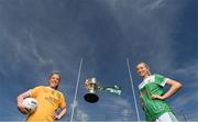 8 August 2022; Antrim captain Cathy Carey, left, and Fermanagh captain Molly McGloin pictured at the Athletic Grounds in Armagh, ahead of the TG4 All-Ireland Ladies Junior Football Championship Final replay. Antrim will play Fermanagh at the Athletic Grounds next Saturday, August 13, in the 2022 TG4 All-Ireland Junior Championship Final replay. The game will get underway at 5pm and will be televised live by TG4. Photo by Ramsey Cardy/Sportsfile