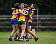 3 August 2022; Clare players celebrate after their victory in the ZuCar All-Ireland Ladies Football Minor ‘C’ Championship Final match between Clare and Wicklow at Kinnegad GAA club in Kinnegad, Westmeath. Photo by Piaras Ó Mídheach/Sportsfile
