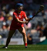 7 August 2022; Joanne Casey of Cork prepares to take a free during the Glen Dimplex All-Ireland Intermediate Camogie Championship Final match between Cork and Galway at Croke Park in Dublin. Photo by Piaras Ó Mídheach/Sportsfile