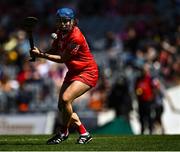 7 August 2022; Joanne Casey of Cork takes a free during the Glen Dimplex All-Ireland Intermediate Camogie Championship Final match between Cork and Galway at Croke Park in Dublin. Photo by Piaras Ó Mídheach/Sportsfile
