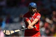 7 August 2022; Joanne Casey of Cork takes a free during the Glen Dimplex All-Ireland Intermediate Camogie Championship Final match between Cork and Galway at Croke Park in Dublin. Photo by Piaras Ó Mídheach/Sportsfile