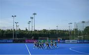 8 August 2022; Ireland players celebrate a goal during the women's hockey international match between Ireland and France at the Sport Ireland Campus in Dublin. Photo by Stephen McCarthy/Sportsfile