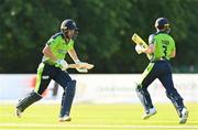 9 August 2022; Andrew Balbirnie, left, and Lorcan Tucker of Ireland during the Men's T20 International match between Ireland and Afghanistan at Stormont in Belfast. Photo by Ramsey Cardy/Sportsfile