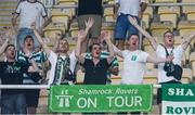 9 August 2022; Shamrock Rovers supporters before the UEFA Europa League third qualifying round second leg match between Shkupi and Shamrock Rovers at Arena Todor Proeski in Skopje, North Macedonia. Photo by Ognen Teofilovski/Sportsfile