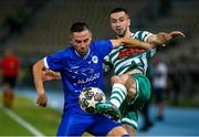 9 August 2022; Vladica Brdarovski of Shkupi in action against Neil Farrugia of Shamrock Rovers during the UEFA Europa League third qualifying round second leg match between Shkupi and Shamrock Rovers at Arena Todor Proeski in Skopje, North Macedonia. Photo by Ognen Teofilovski/Sportsfile