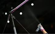 10 August 2022; An athlete sprays the Uneven Bars before the European Championships 2022 at the Olympiahalle in Munich, Germany. Photo by David Fitzgerald/Sportsfile