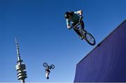 10 August 2022; Ryan Henderson of Ireland, right, practices on the BMX Track at Olympiaberg before the European Championships 2022 in Munich, Germany. Photo by David Fitzgerald/Sportsfile