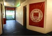 10 August 2022; St Patrick's Athletic branding is seen in the tunnel during a St Patrick's Athletic training session at Tallaght Stadium in Dublin. Photo by Harry Murphy/Sportsfile