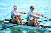 11 August 2022; Zoe Hyde, right, and Sanita Puspure of Ireland competing in the Women's Double Sculls qualifying during day 1 of the European Championships 2022 at the Olympic Regatta Centre in Munich, Germany. Photo by David Fitzgerald/Sportsfile