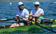 11 August 2022; Paul O'Donovan, left, and Fintan McCarthy of Ireland before competing in the Lightweight Double Sculls qualifying during day 1 of the European Championships 2022 at the Olympic Regatta Centre in Munich, Germany. Photo by David Fitzgerald/Sportsfile