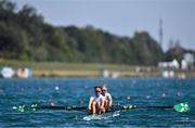 11 August 2022; Margaret Cremen, left, and Lydia Heaphy of Ireland competing in the Women's Lightweight Double Sculls qualifying during day 1 of the European Championships 2022 at the Olympic Regatta Centre in Munich, Germany. Photo by David Fitzgerald/Sportsfile