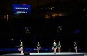11 August 2022; Ireland gymanasts are introduced before the Women's Gymnastics Circuit during day 1 of the European Championships 2022 at the Olympiahalle in Munich, Germany. Photo by Ben McShane/Sportsfile