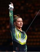 11 August 2022; Emily Moorehead of Ireland after competing in the Women's Uneven Bars during day 1 of the European Championships 2022 at the Olympiahalle in Munich, Germany. Photo by Ben McShane/Sportsfile