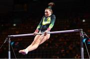 11 August 2022; Emma Slevin of Ireland competes in the Women's Uneven Bars during day 1 of the European Championships 2022 at the Olympiahalle in Munich, Germany. Photo by Ben McShane/Sportsfile