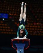 11 August 2022; Emma Slevin of Ireland competes in the Women's Vault during day 1 of the European Championships 2022 at the Olympiahalle in Munich, Germany. Photo by Ben McShane/Sportsfile