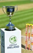 11 August 2022; A  general view of the series trophy before the Men's T20 International match between Ireland and Afghanistan at Stormont in Belfast. Photo by Sam Barnes/Sportsfile