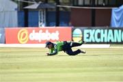 11 August 2022; Andrew McBrine of Ireland dives to catch out Ibrahim Zadran of Afghanistan during the Men's T20 International match between Ireland and Afghanistan at Stormont in Belfast. Photo by Sam Barnes/Sportsfile