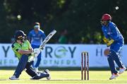 11 August 2022; Andrew Balbirnie of Ireland  plays a short past Afghanistan wicketkeeper Rahmanullah Gurbaz during the Men's T20 International match between Ireland and Afghanistan at Stormont in Belfast. Photo by Sam Barnes/Sportsfile