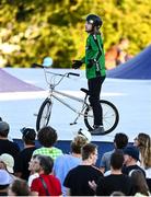 11 August 2022; Ryan Henderson of Ireland reacts as he looks at his score after competing in the Cycling BMX Freestyle qualification round during day 1 of the European Championships 2022 at Olympiaberg in Munich, Germany. Photo by David Fitzgerald/Sportsfile