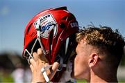 11 August 2022; Luca Schurink of England shields his face from the sun prior to the 2022 World Lacrosse Men's U21 World Championship - Group A match between USA and England at the University of Limerick in Limerick. Photo by Tom Beary/Sportsfile