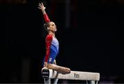 11 August 2022; Naomi Visser of Netherlands competes in the Women's Balance Beam during day 1 of the European Championships 2022 at the Olympiahalle in Munich, Germany. Photo by Ben McShane/Sportsfile