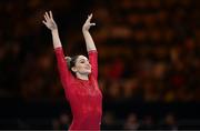 11 August 2022; Gosku Uctas Sanli of Turkey after competing in the Women's Floor Exercise during day 1 of the European Championships 2022 at the Olympiahalle in Munich, Germany. Photo by Ben McShane/Sportsfile