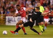 11 August 2022; Tunde Owolabi of St Patrick's Athletic and Menno Koch of CSKA Sofia during the UEFA Europa Conference League third qualifying round second leg match between St Patrick's Athletic and CSKA Sofia at Tallaght Stadium in Dublin. Photo by Stephen McCarthy/Sportsfile