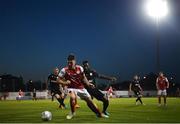 11 August 2022; Joe Redmond of St Patrick's Athletic in action against Duckens Nazon of CSKA Sofia during the UEFA Europa Conference League third qualifying round second leg match between St Patrick's Athletic and CSKA Sofia at Tallaght Stadium in Dublin. Photo by Harry Murphy/Sportsfile