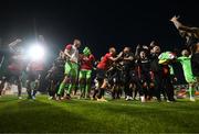 11 August 2022; CSKA Sofia players celebrate after the UEFA Europa Conference League third qualifying round second leg match between St Patrick's Athletic and CSKA Sofia at Tallaght Stadium in Dublin. Photo by Stephen McCarthy/Sportsfile