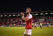 11 August 2022; Barry Cotter of St Patrick's Athletic after his side's defeat in the UEFA Europa Conference League third qualifying round second leg match between St Patrick's Athletic and CSKA Sofia at Tallaght Stadium in Dublin. Photo by Harry Murphy/Sportsfile