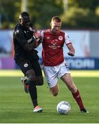 11 August 2022; Eoin Doyle of St Patrick's Athletic in action against Amos Youga of CSKA Sofia during the UEFA Europa Conference League third qualifying round second leg match between St Patrick's Athletic and CSKA Sofia at Tallaght Stadium in Dublin. Photo by Tyler Miller/Sportsfile
