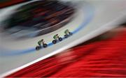 12 August 2022; The Ireland team consisting of Mia Griffin, Alice Sharpe and Kelly Murphy compete in the Women's Team Pursuit during day 2 of the European Championships 2022 at Messe Munchen in Munich, Germany. Photo by David Fitzgerald/Sportsfile