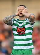 12 August 2022; Lee Grace of Shamrock Rovers during the SSE Airtricity League Premier Division match between Derry City and Shamrock Rovers at The Ryan McBride Brandywell Stadium in Derry. Photo by Stephen McCarthy/Sportsfile