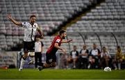 12 August 2022; Ethon Varian of Bohemians is fouled by Andy Boyle of Dundalk resulting in a  red card during the SSE Airtricity League Premier Division match between Bohemians and Dundalk at Dalymount Park in Dublin. Photo by Sam Barnes/Sportsfile