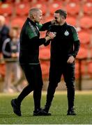 12 August 2022; Shamrock Rovers manager Stephen Bradley and assistant Glen Cronin, left, after the SSE Airtricity League Premier Division match between Derry City and Shamrock Rovers at The Ryan McBride Brandywell Stadium in Derry. Photo by Stephen McCarthy/Sportsfile