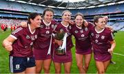 7 August 2022; Galway players after their side's victory in the Glen Dimplex All-Ireland Intermediate Camogie Championship Final match between Cork and Galway at Croke Park in Dublin. Photo by Seb Daly/Sportsfile