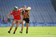 7 August 2022; Hannah Looney of Cork in action against Laura Murphy of Kilkenny during the Glen Dimplex All-Ireland Senior Camogie Championship Final match between Cork and Kilkenny at Croke Park in Dublin. Photo by Seb Daly/Sportsfile