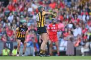 7 August 2022; Denise Gaule of Kilkenny celebrates converting a free during the Glen Dimplex All-Ireland Senior Camogie Championship Final match between Cork and Kilkenny at Croke Park in Dublin. Photo by Seb Daly/Sportsfile