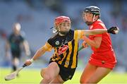 7 August 2022; Katie Nolan of Kilkenny in action against Laura Tracey of Cork during the Glen Dimplex All-Ireland Senior Camogie Championship Final match between Cork and Kilkenny at Croke Park in Dublin. Photo by Seb Daly/Sportsfile
