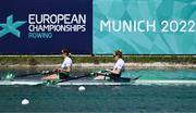 13 August 2022; Fiona Murtagh, left, and Emily Hegarty of Ireland competing in the Women's Pair Final during day 3 of the European Championships 2022 at the Olympic Regatta Centre in Munich, Germany. Photo by David Fitzgerald/Sportsfile