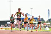 13 August 2022; Leila Colfer from Rathvilly, Carlow, competes in the girls 100m U16 & O14 during the Aldi Community Games National Track and Field Finals that attract over 2,000 children to SETU Carlow Sports Campus in Carlow. Photo by Sam Barnes/Sportsfile