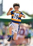 13 August 2022; Robert Mulcahy from Boherlahan-Dualla, Tipperary, competes in the boys long jump U12 & O10 during the Aldi Community Games National Track and Field Finals that attract over 2,000 children to SETU Carlow Sports Campus in Carlow. Photo by Sam Barnes/Sportsfile