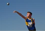 13 August 2022; Ryan Farrell, from Drumlish-Ballinamuck, Longford, competing in the boys shot put u14 & o12 during the Aldi Community Games National Track and Field Finals that attract over 2,000 children to SETU Carlow Sports Campus in Carlow. Photo by Ramsey Cardy/Sportsfile